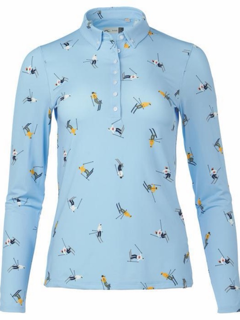 RARE！NWT KJUS Limited Edition Skier Polo Long Sleeve Top Light Blue